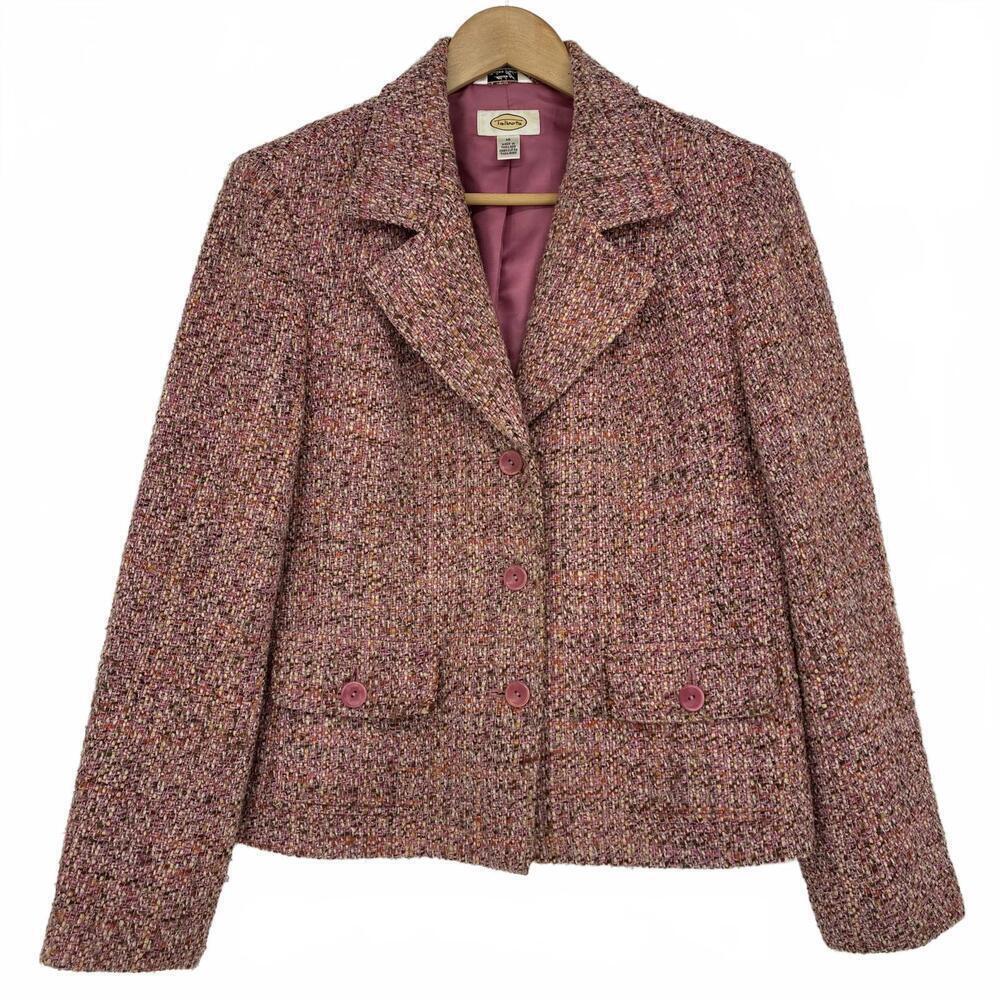 Talbots Women's Pink Tweed Blazer Jacket Size 10